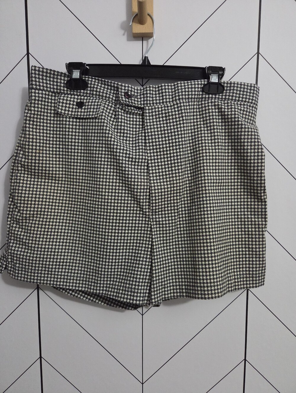 Vintage Mandate Houndstooth "Slimming" Men's Swim Shorts Trunks, Size 40